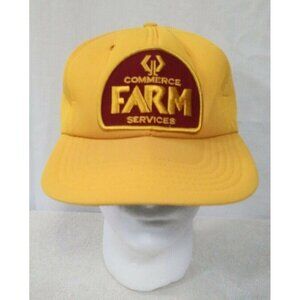 Farm Commerce Services  Hat Vintage Trucker Hat w/ Yellow Embroidered Patch Cap